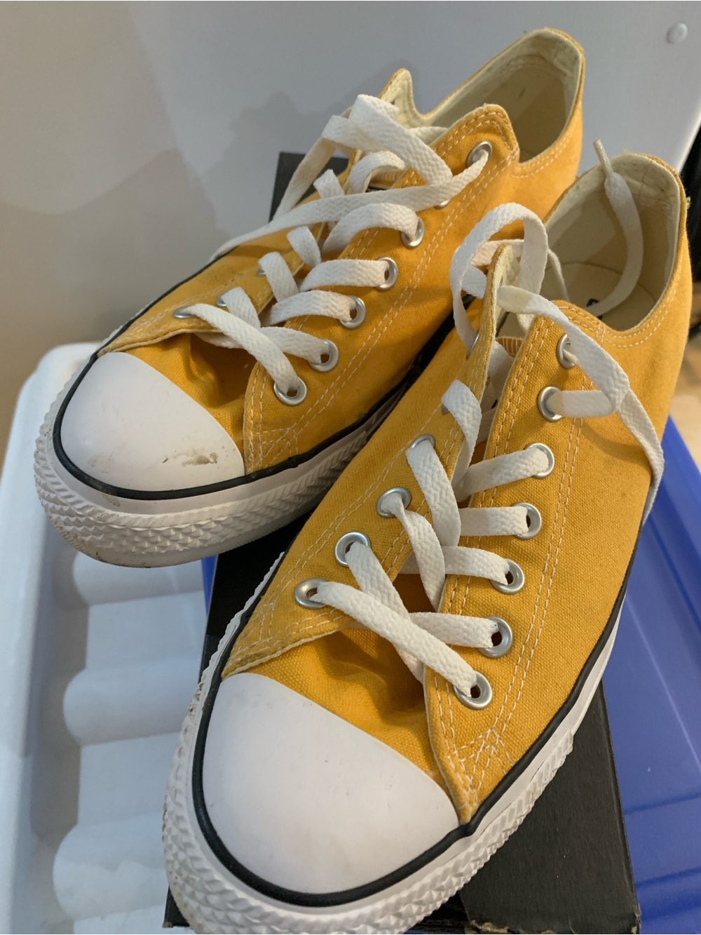 Converse Yellow Low-Top Canvas Sneakers with White Laces